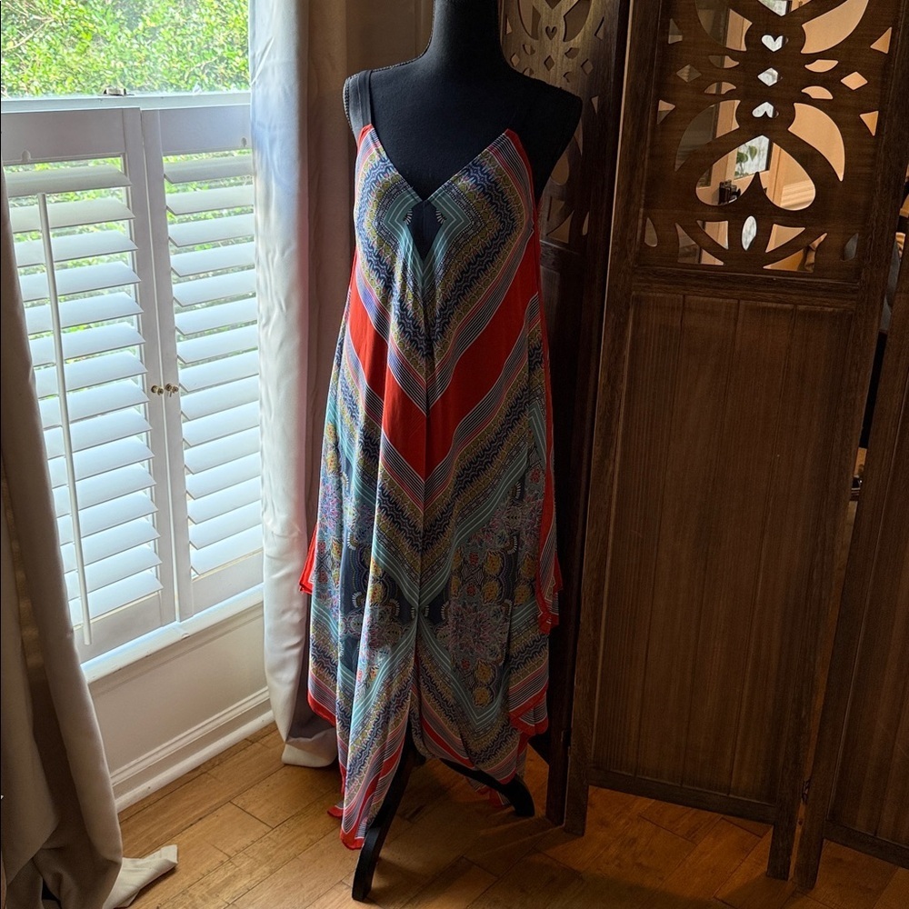 Beautiful Caribbean Navy Print Flowing Sundress